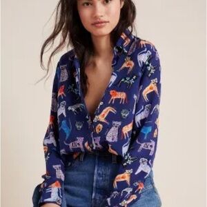 Anthropologie Carolyn Gavin mariposa silk blouse